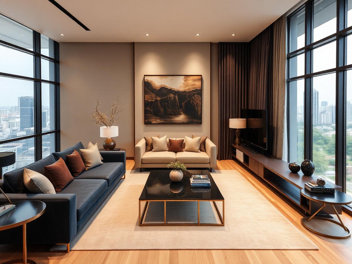 Furnished condominium living room